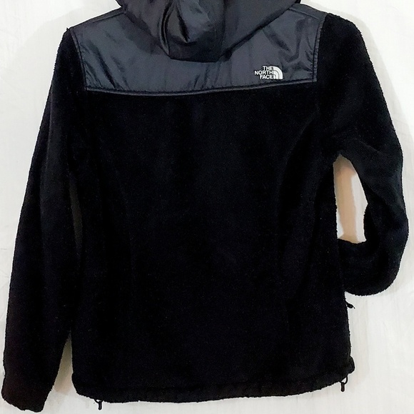North Face Black Fleece Jacket With Hood Zip Sz M - Picture 6 of 8
